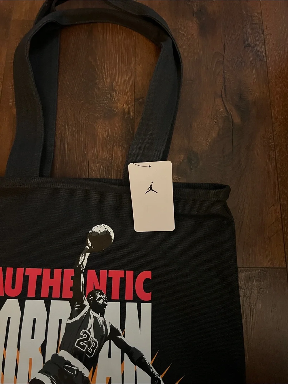 Jordan Black Tote with Red, White and Orange Graphic